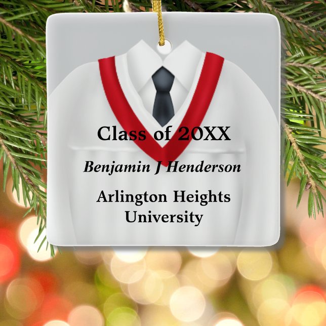 En Céramique Hommes Grad Gown Blanc et Rouge Ornement (Créateur téléchargé)