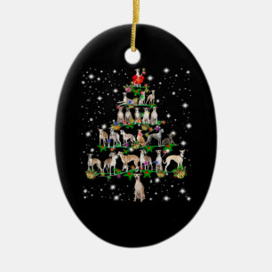 En Céramique humoriste whippet décoration d'ornement d'arbre d