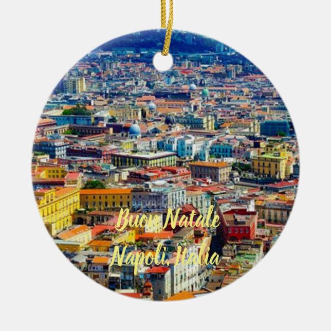 En Céramique Italie : Naples Pittoresque Noël Ornement (Devant)