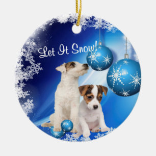 En Céramique Jack Russell l'a laissé neiger ornement de