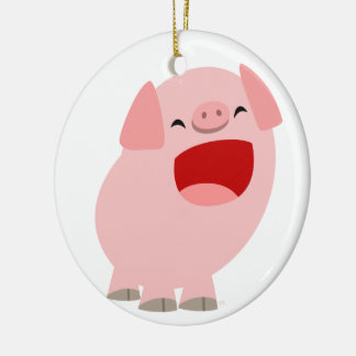 En Céramique Joli dessin chantant ornement de cochon