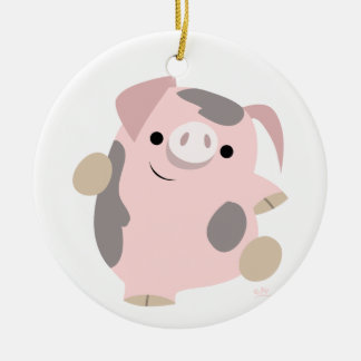En Céramique Joli dessin dansant ornement de cochon