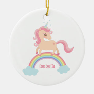 En Céramique Joli Petit Licorne sur Ornement de Nom de Fille Ar