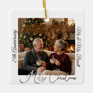 En Céramique Joyeux Noël 25e Anniversaire de Mariage Ornement 3