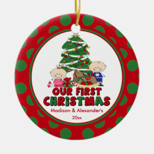 En Céramique Le chiffre de bâton jumelle le premier ornement de