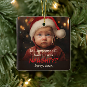En Céramique Little Boy Naughty List Amusant Noël Ornement