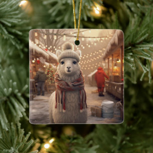 En Céramique Llama Joyeux ornement de Noël, Pet Lover cadeau