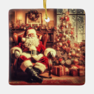 En Céramique Magie de Noël Ornement du Père Noël Vintage