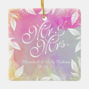 En Céramique Mariage d'aquarelle personnalisé   Ornement
