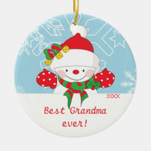 En Céramique Meilleur ornement mignon de Noël de bonhomme de