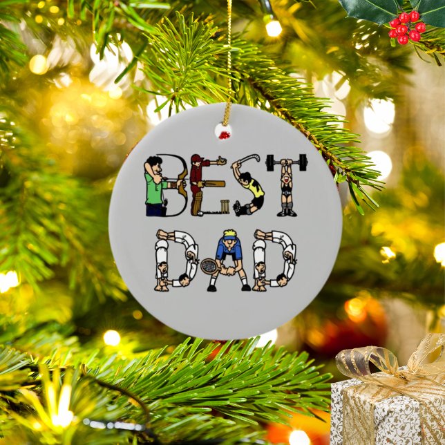 En Céramique Meilleur Papa Sports Amusant Texte Ornement (Best Dad Sports Fun Text Ornament)