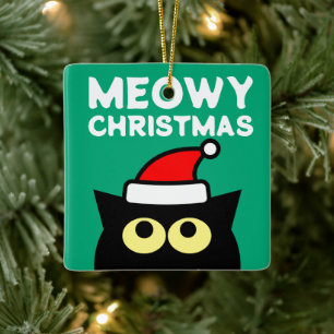 En Céramique Meowy ornement d'arbre de Noël pour amoureux de le