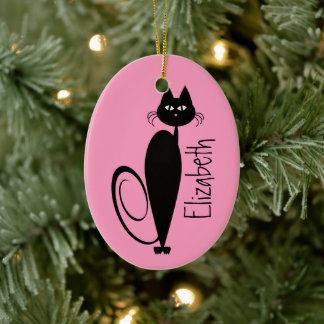 En Céramique Mod Black Kitty Ornement