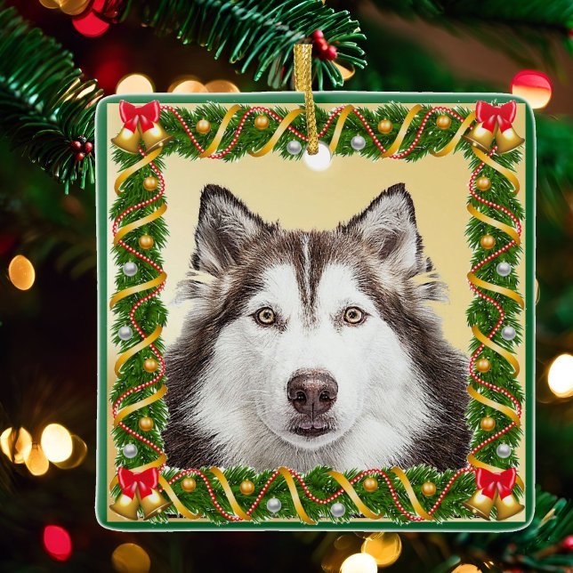 En Céramique Modèle de photo de chien Noël Ornement de l'arbre  (Créateur téléchargé)
