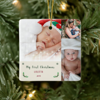 En Céramique Mon Premier Noël Bébé Photo Nom Ornement