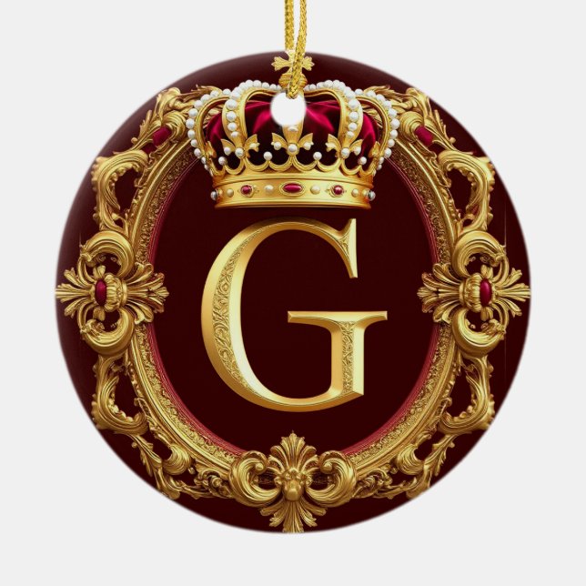 En Céramique 🌸 Monogramme doré G Décoration de maison classiqu (Devant)