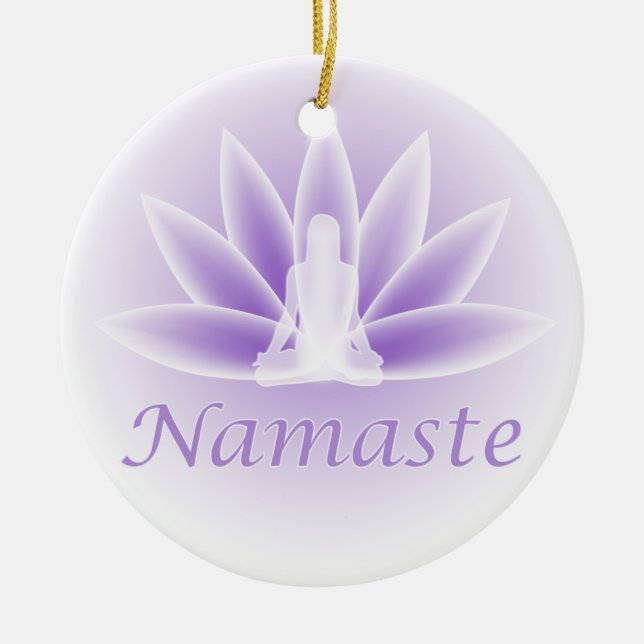 En Céramique Namaste Yoga Lotus Femme Fleur Violet Ornement (Devant)