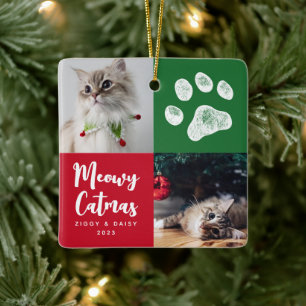 En Céramique Noël Chats Photo Empreinte de patte Ornement