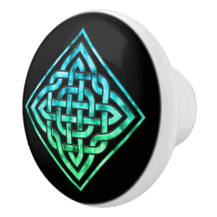 En Céramique Noeud celtique - Bouton de porte bleu diamant