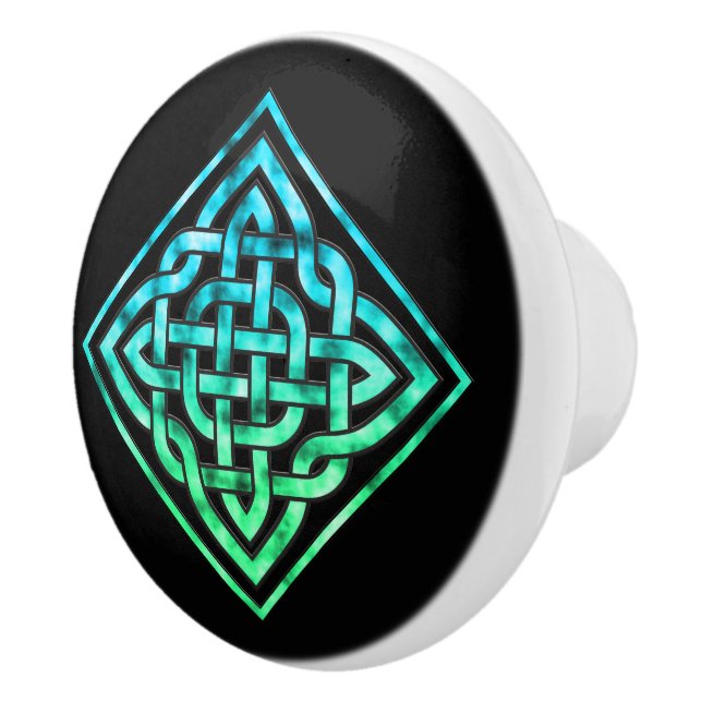 En Céramique Noeud celtique - Bouton de porte bleu diamant (Droite)