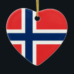 En Céramique Norvège - Ornement cardiaque<br><div class="desc">Ornement de coeur avec le drapeau de la Norvège,  officiellement le Royaume de Norvège.</div>