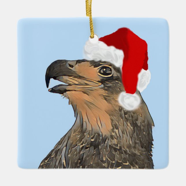 En Céramique Notre ornement d'aigle de Noël E9 ton clair (Devant)