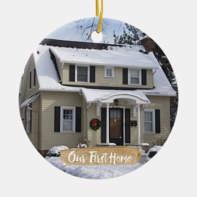 En Céramique Notre premier ornement à la maison de Noël (Devant)