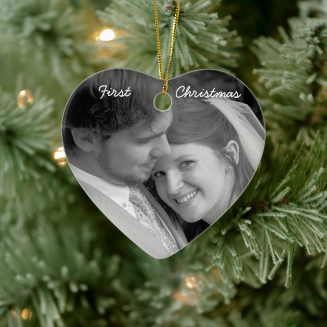 En Céramique Notre premier Ornement photo Turquoise de Noël Dam (Arbre)