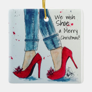 En Céramique Nous souhaitons à chaussure un ornement de Joyeux