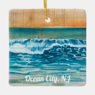 En Céramique Ocean City, NJ Sunrise Waves Christmas Ornement