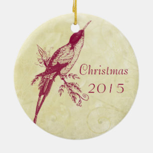 En Céramique Oiseaux vintages Couples de Noël Ornement photo
