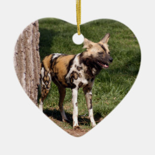 En Céramique Ornement africain de Noël de chien sauvage