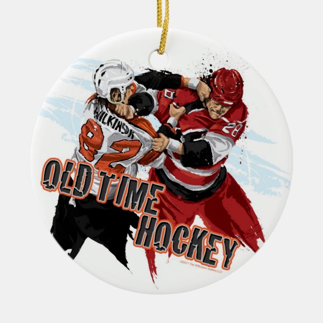 En Céramique Ornement ancien de Noël d'hockey (Devant)