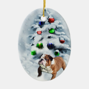 En Céramique Ornement anglais de cadeaux de Noël de bouledogue