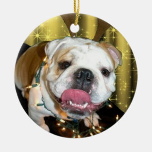 En Céramique Ornement anglais de Noël de bouledogue