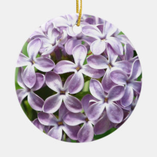 En Céramique ornement avec la photo de beaux lilas pourpres