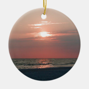 En Céramique ornement avec la photo du beau coucher du soleil