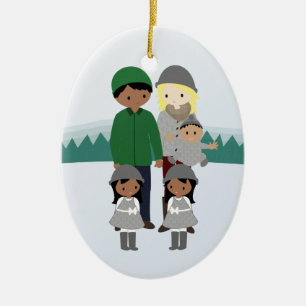 En Céramique Ornement Bi-Racial personnalisable de Noël de