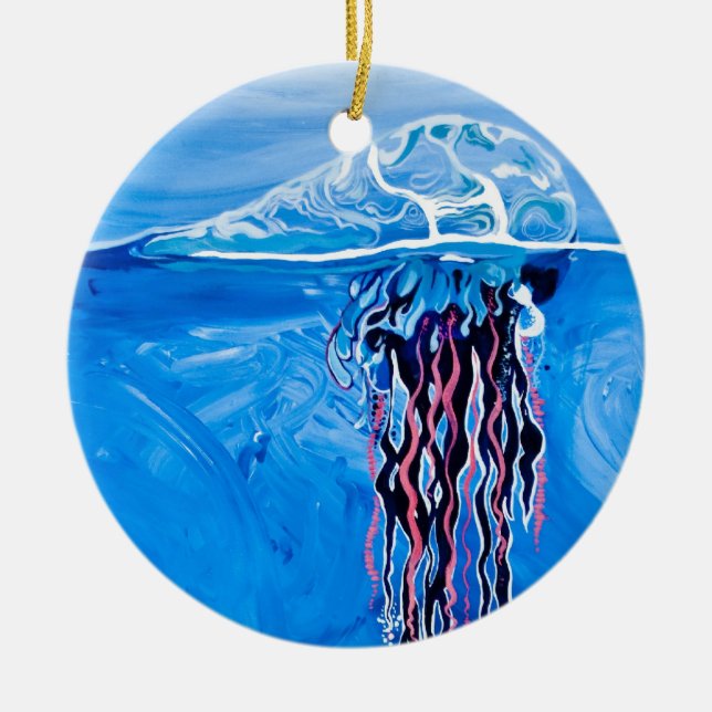 En Céramique Ornement bleu de méduses (Devant)