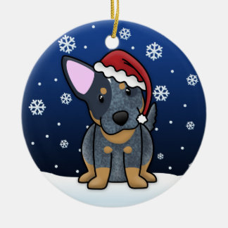 En Céramique Ornement bleu de Noël de Heeler de bande dessinée