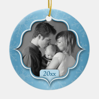 En Céramique Ornement bleu de photo de ęr Noël de la famille