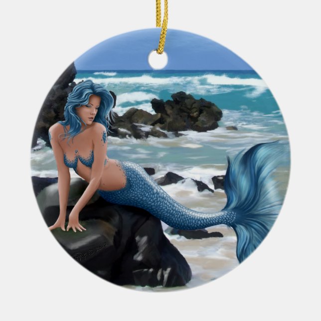 En Céramique Ornement bleu de sirène (Devant)
