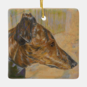 En Céramique Ornement Brindle de Noël de lévrier