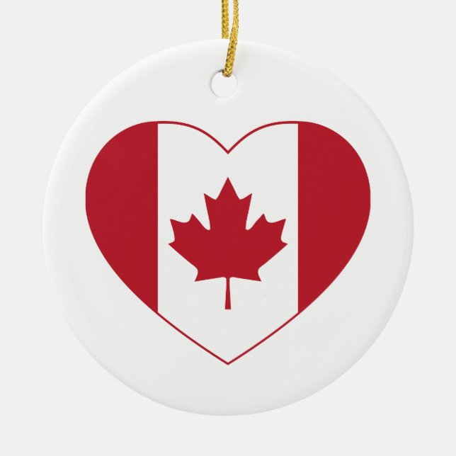 En Céramique Ornement cardiaque du drapeau du Canada (Devant)