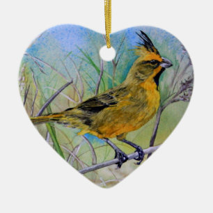 En Céramique Ornement cardinal jaune de Noël