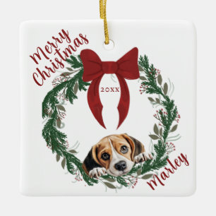 En Céramique Ornement Carré Beagle de chien de  personnalisable