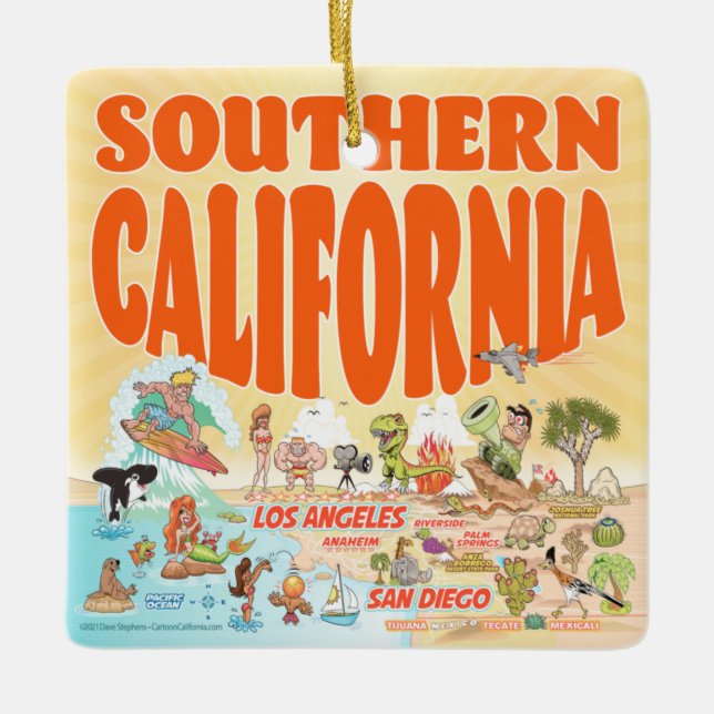 En Céramique Ornement Carré de Californie du Sud (Devant)