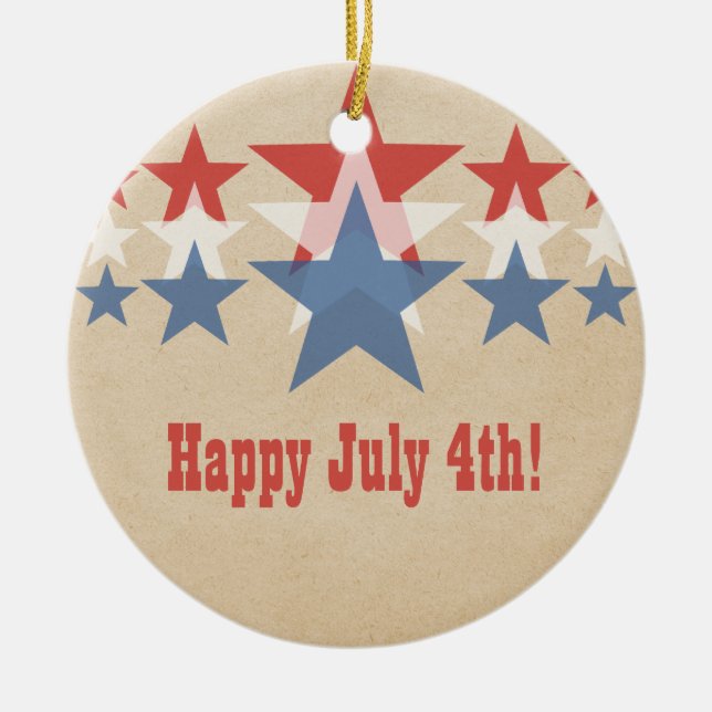 En Céramique Ornement Cascade rouge, blanc et bleu étoile (Devant)