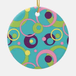 En Céramique Ornement Cercles Bleus Funky
