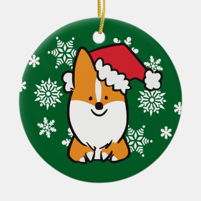 En Céramique Ornement | CorgiThings de corgi de casquette de (Devant)